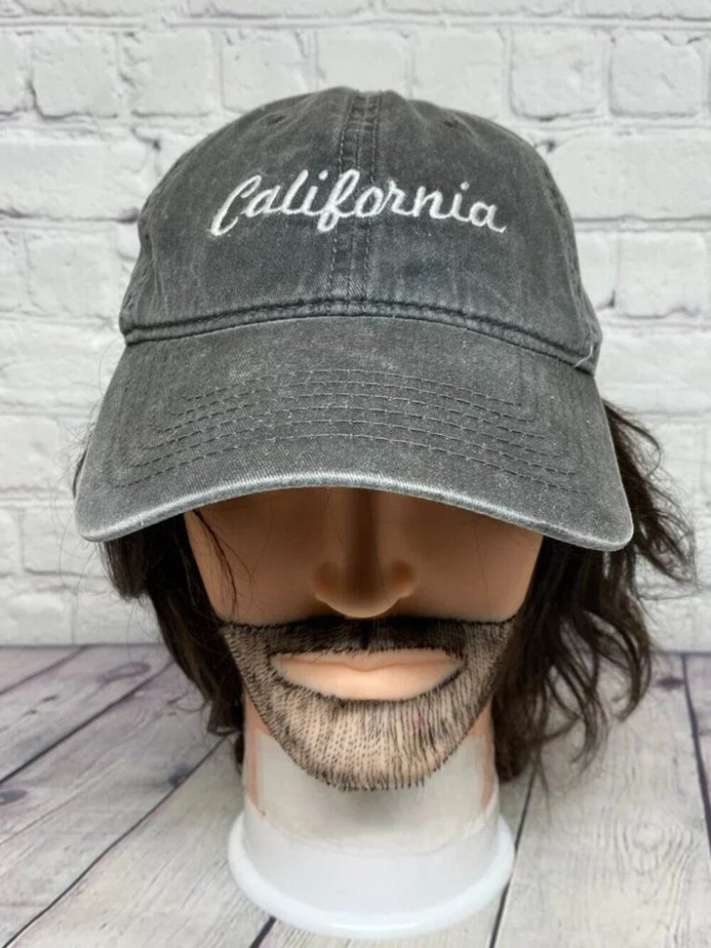 Dad Hat Cap Gray Strap Back California Embroidered Cursive Brandy Melville